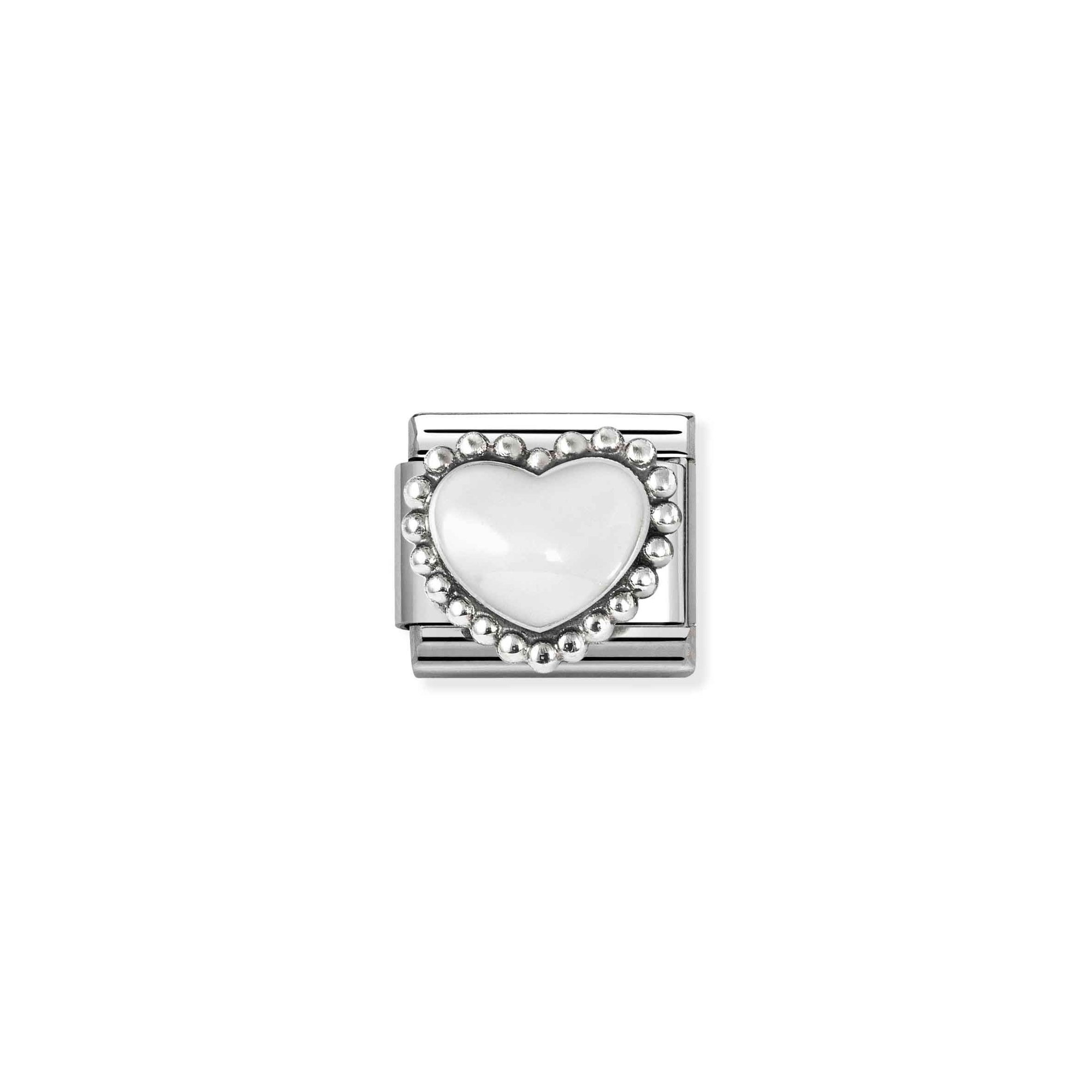 Nomination CLASSIC Element - oxidiertes Sterling Silber - Emaille - Gewölbtes Herz - Weiß – Ansicht 2