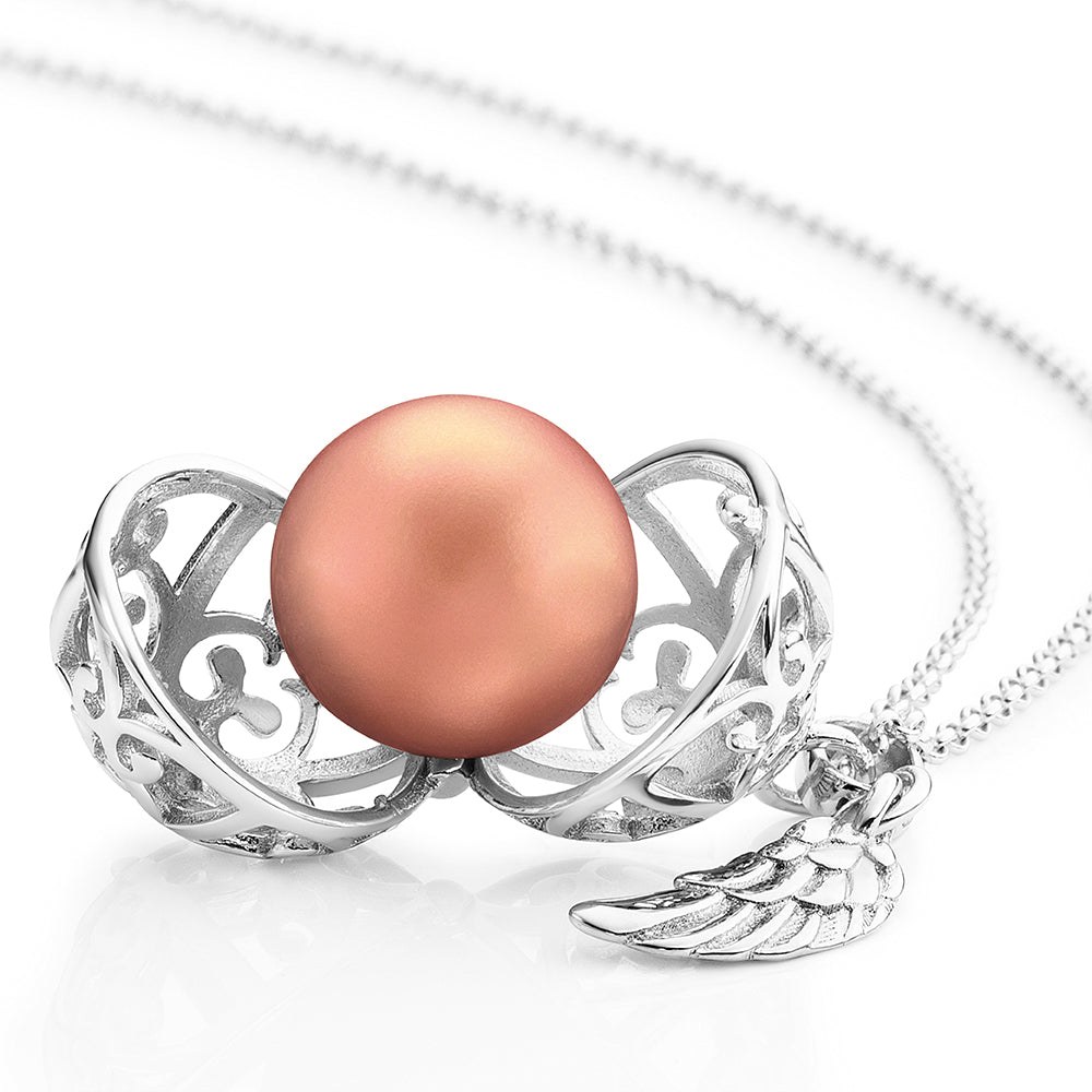 Engelsrufer 45 cm Kette mit Flügel & Klangkugel Anhänger - Silber rhodiniert - Rosé Gr. XS – Ansicht 3