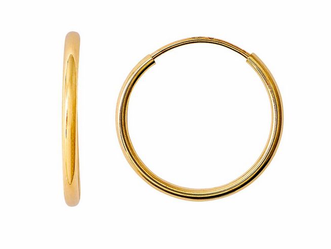 Polierte Gelbgold Creolen aus 585 Echtgold von Xenox, elegantes Design, ideal als Ohrschmuck für jeden Anlass, glänzende Oberfläche, zeitlos und stilvoll.