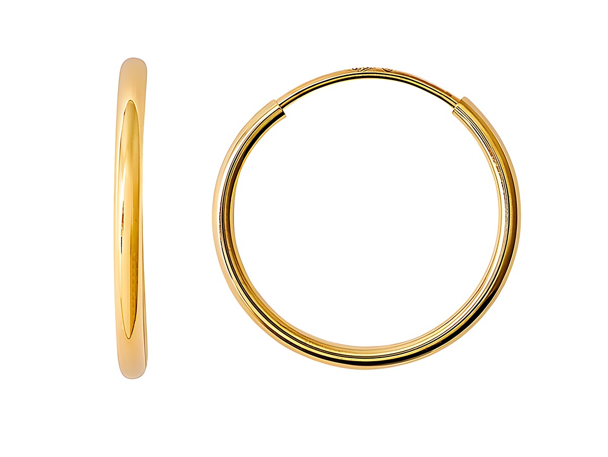 Polierte Gelbgold Creolen aus 585 Echtgold von Xenox, elegantes Design, ideal als Ohrschmuck für jeden Anlass, glänzende Oberfläche, zeitlos und stilvoll.