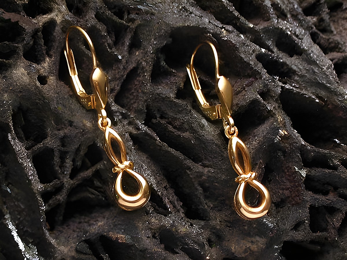 Bezaubernde Ohrhänger aus echt Gold von Juwelier Harnisch ohne Stein, elegant geschwungenes Design ideal für jeden Anlass.