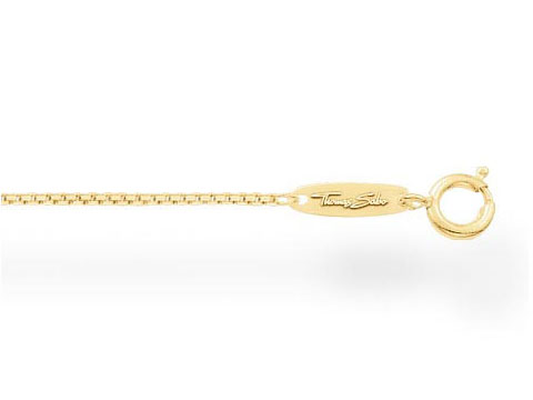 Silber vergoldete Kette von Thomas Sabo, Modell KE1106-413-12-L42v, Länge einstellbar auf 38-40-42 cm, ohne Anhänger, feines Design mit Schloss und graviertem Markenlogo.