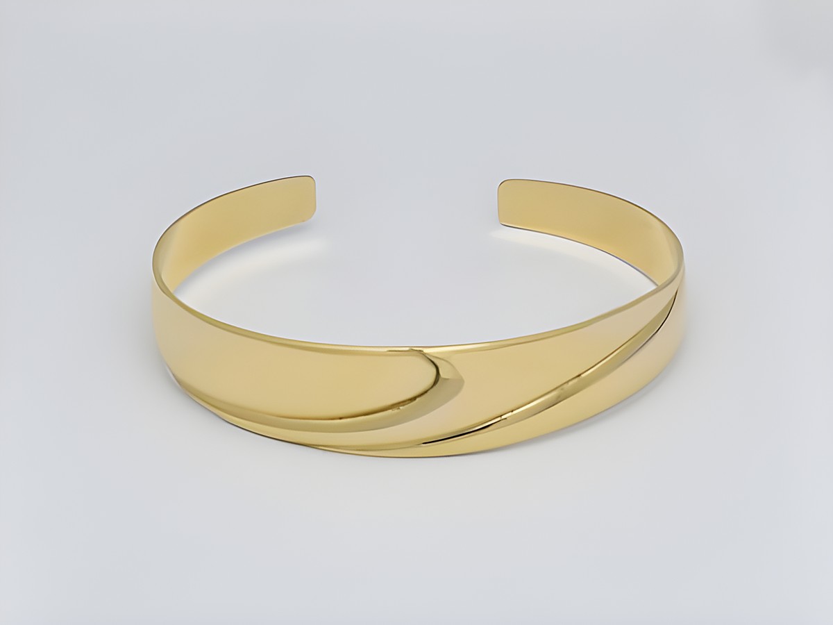 Silber Armreif mit Wellen Design aus Sterling Silber vergoldet, elegant und ideal für einen stilvollen Look, 17 cm, Hersteller Juwelier Harnisch.