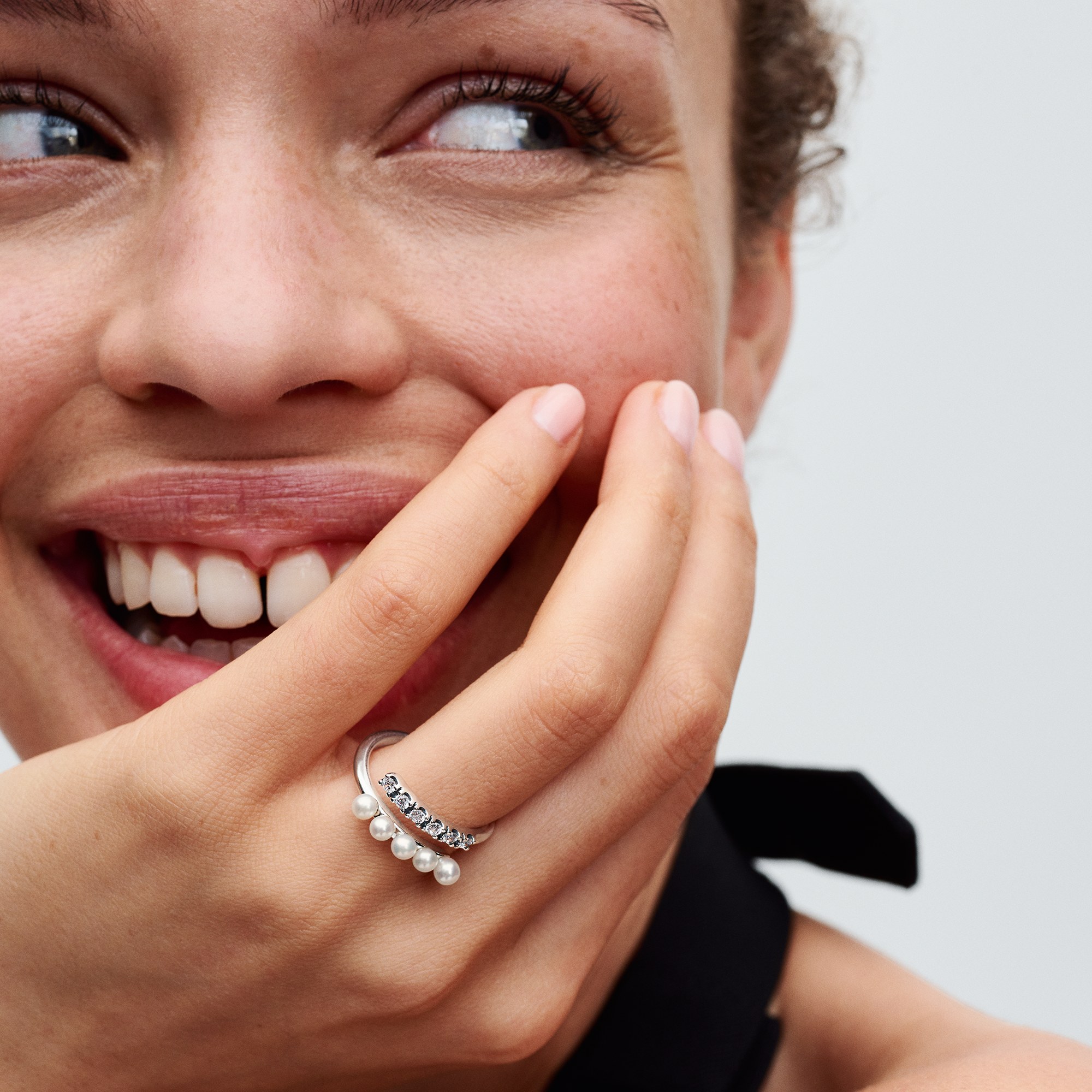 Pandora Zuchtperlen & Pavé Offener Ring - Silber - Steinmix Weiß – Ansicht 4