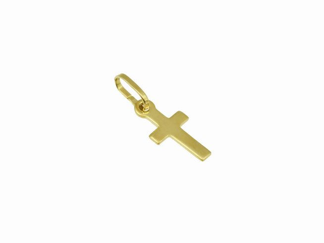 Kreuz Anhänger zierlich 375 Gelbgold poliert, Hersteller Juwelier Harnisch, klassisch gestaltet, ideal als Schmuckstück für jeden Anlass.