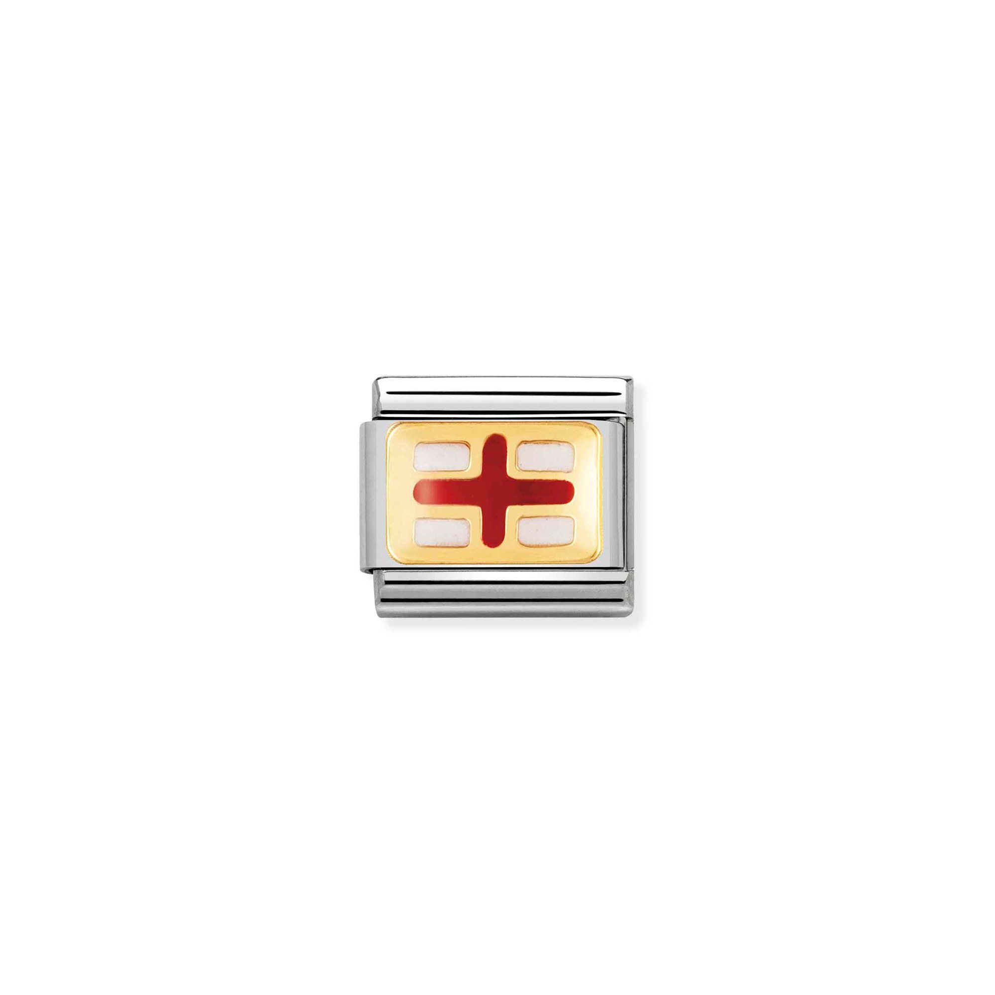 Nomination Composable Classic Charm Flagge England - Edelstahl, Gold 750 Gelbgold, Emaille