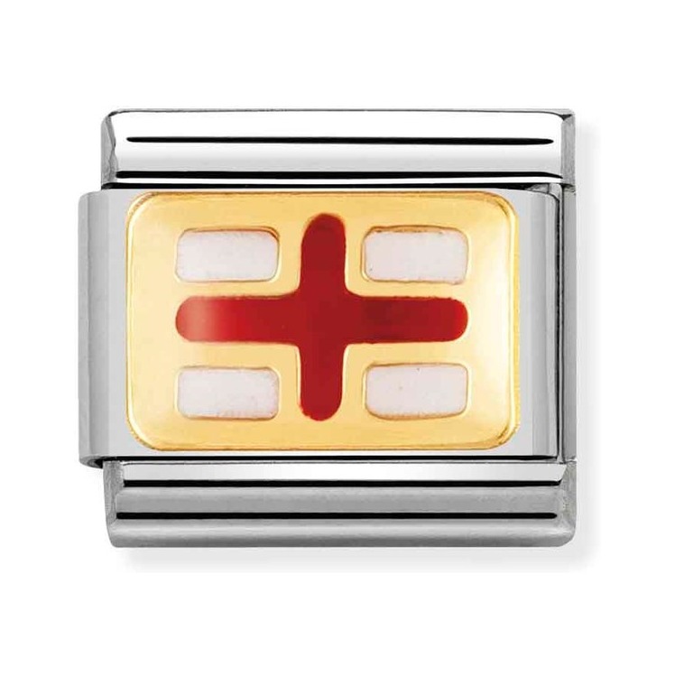Nomination Composable Classic Charm Flagge England - Edelstahl, Gold 750 Gelbgold, Emaille