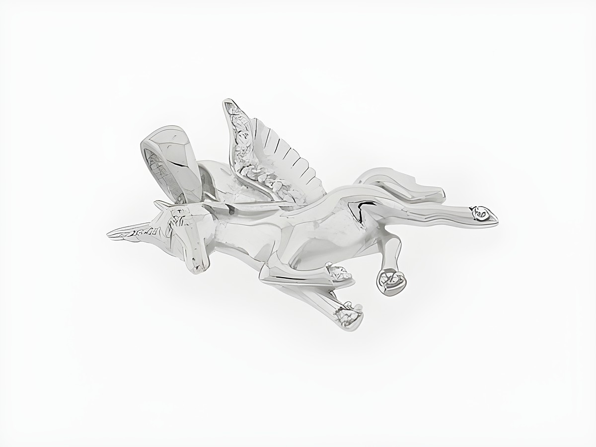 Geflügeltes Einhorn Silber Anhänger magisch rhodiniert mit Zirkonia von Juwelier Harnisch, detailreich gestaltet, ideal für Tierliebhaber und Schmuckenthusiasten.