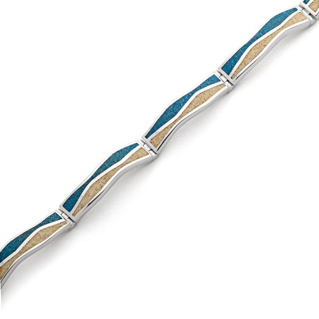 DUR Armband - Welle - Strandsand und blauer Steinsand - Sterling Silber rhodiniert - 16,5 cm – Ansicht 2