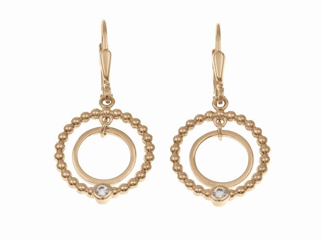 Ohrhänger Duo Ringe aus Sterling Silber mit Roségold Vergoldung, gefertigt von Juwelier Harnisch, mit dekorativen Steinen und einem eleganten, modernen Design.