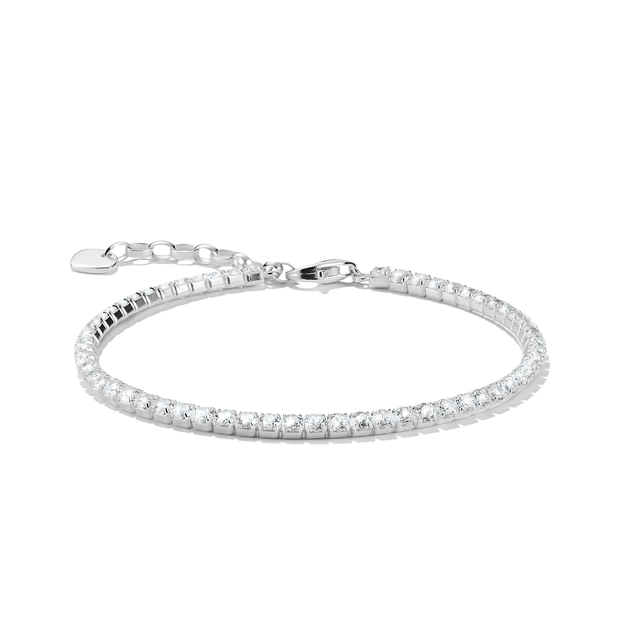 Thomas Sabo Armband aus 925 Sterling Silber mit Zirkonia Steinen, Länge 19 cm, elegantes Design ideal für besondere Anlässe und den täglichen Gebrauch, glänzend und stilvoll.