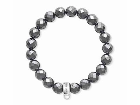 Charm-Armband von Thomas Sabo aus Silber und Hämatit mit einer Länge von ca. 18,5 cm bis 20 cm, elegantes Design mit facettierten Steinen. Ideal für stilvolle Akzente.