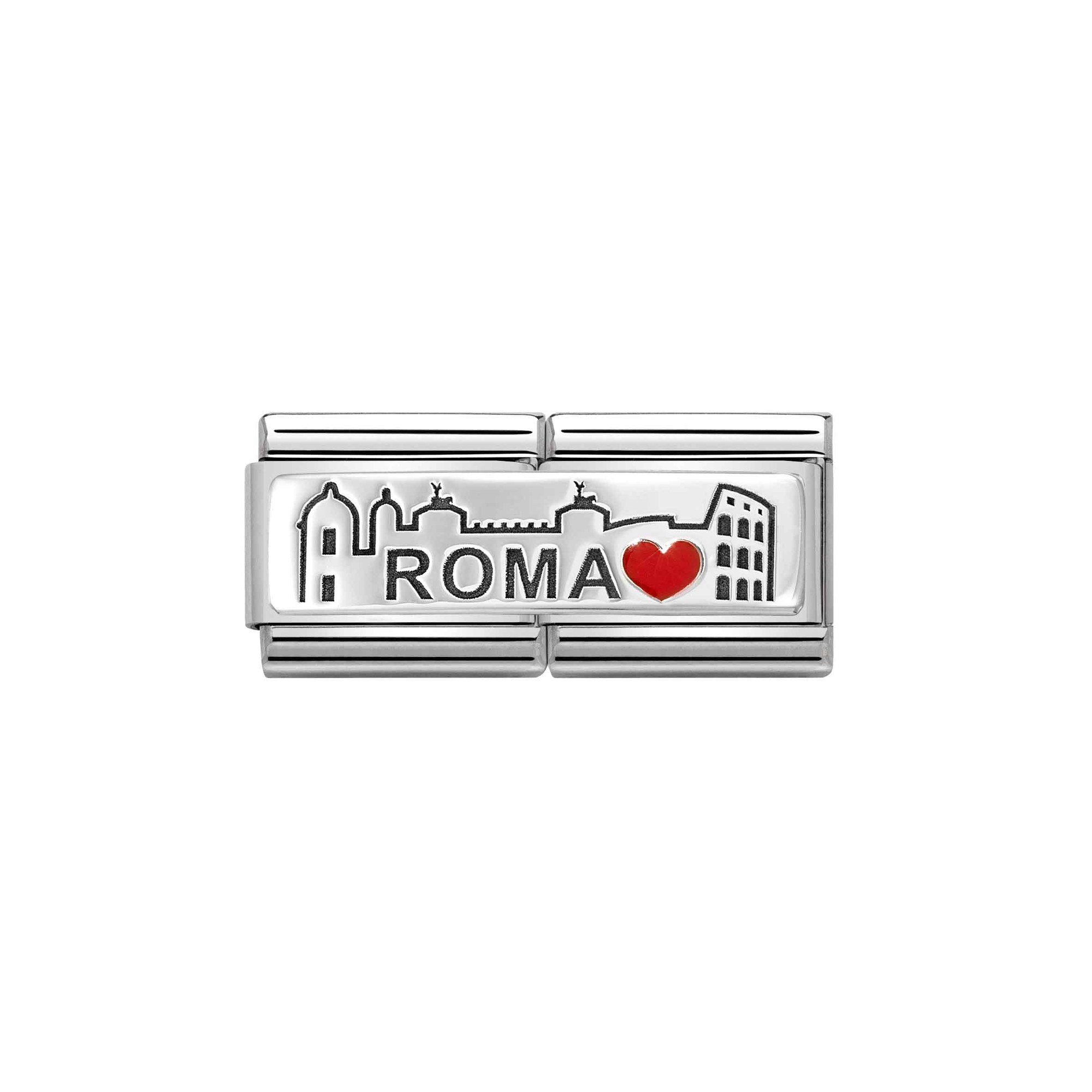Nomination Composable Classic Double Charm Skyline Italien - Edelstahl, Sterling Silber, Emaille