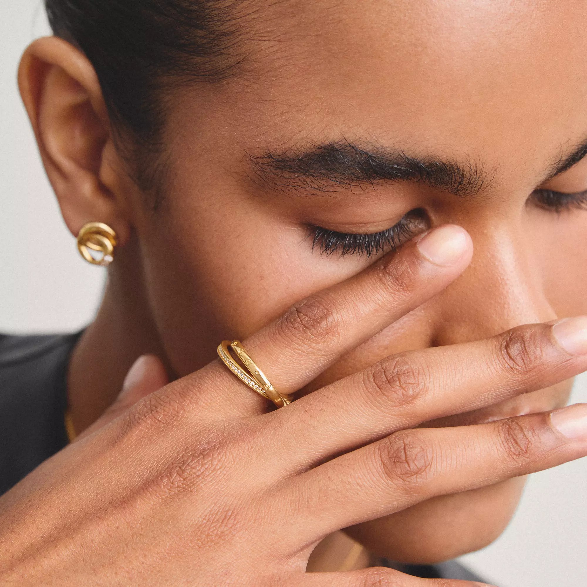 Thomas Sabo Doppelring Together mit weißem Zirkonia – vergoldet – Ansicht 4