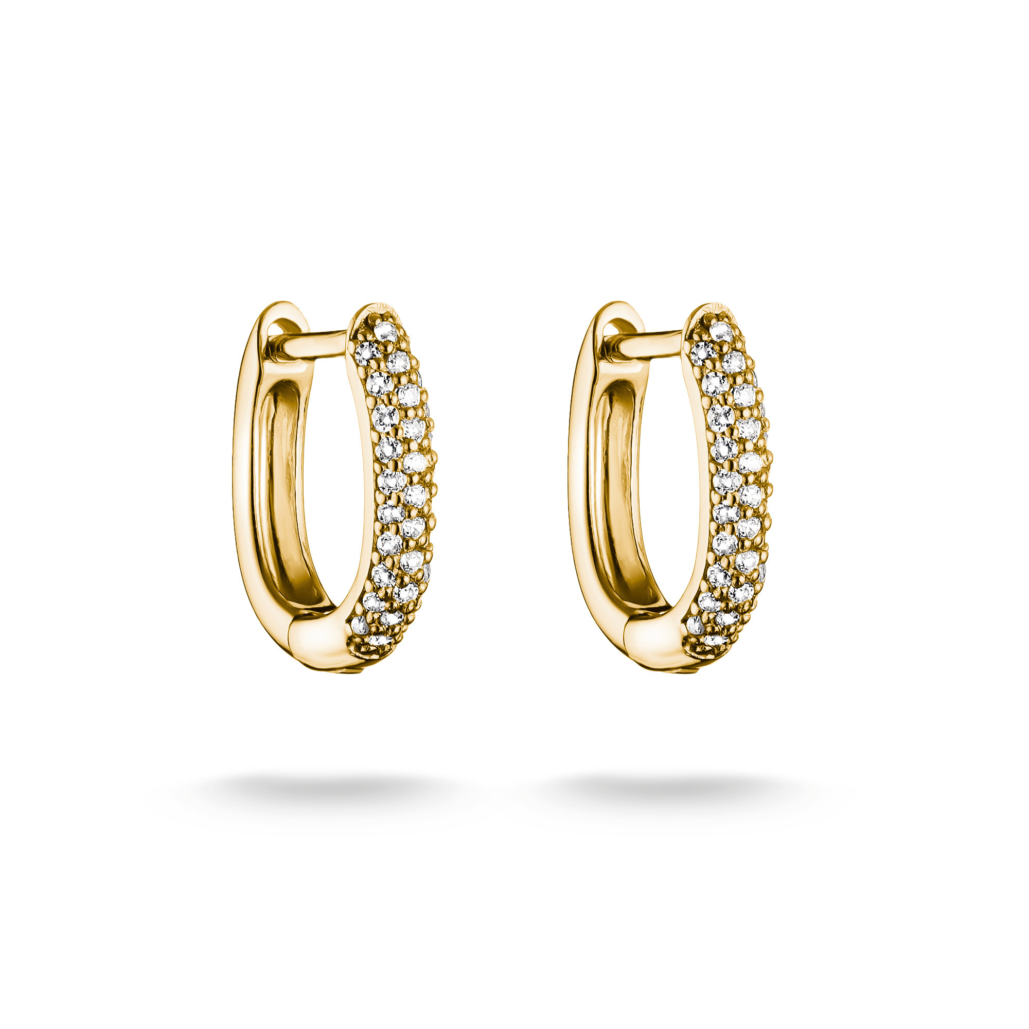 Thomas Sabo Creolen mit weißem Zirkonia, vergoldet, 11,5 mm hoch. Elegante Ohrstecker mit funkelnden Zirkonia-Steinen und modischem Design. Ideal für jeden Anlass.