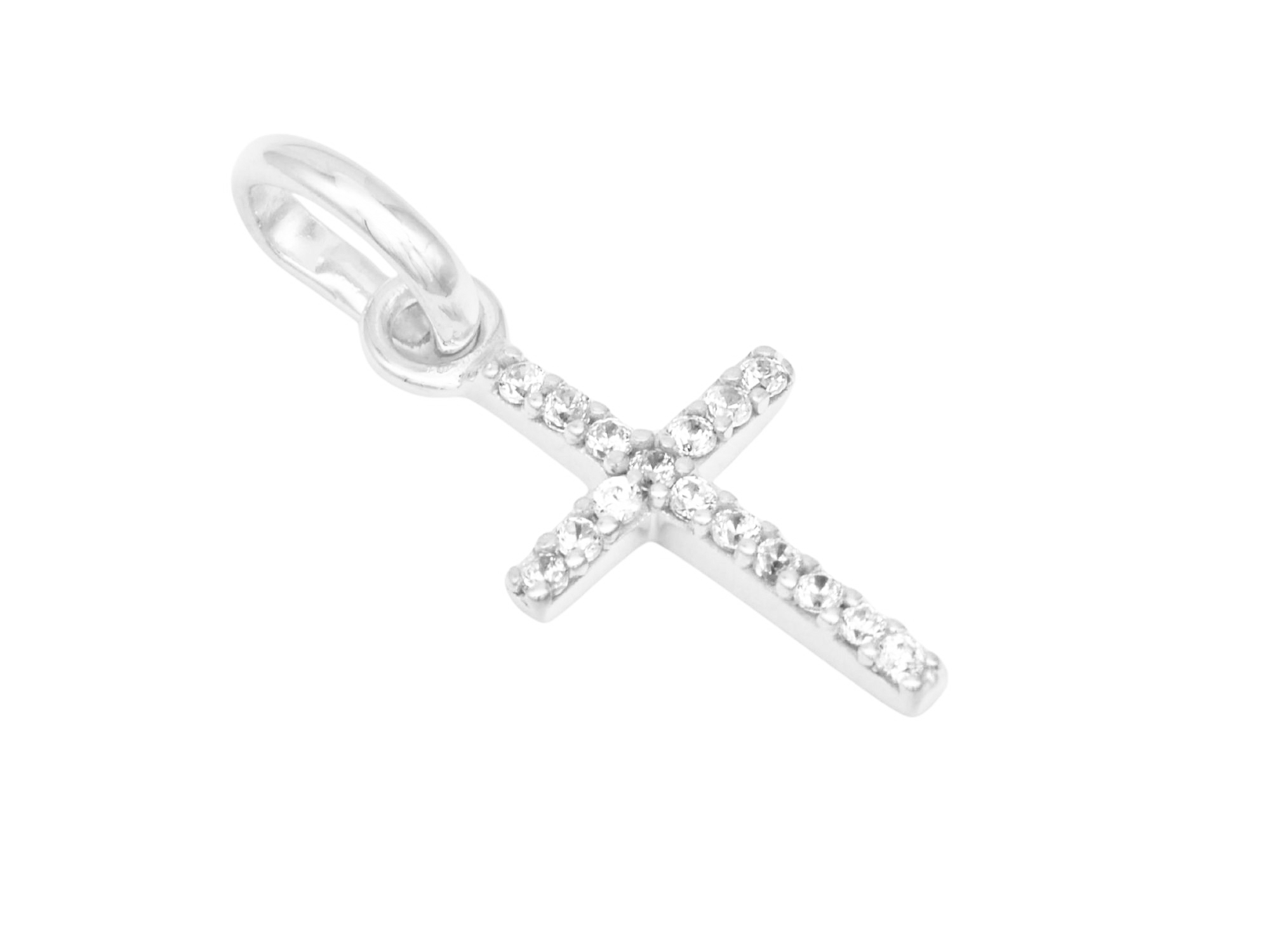 Anhänger Kreuz - elegant - Sterling Silber rhodiniert - Zirkonia