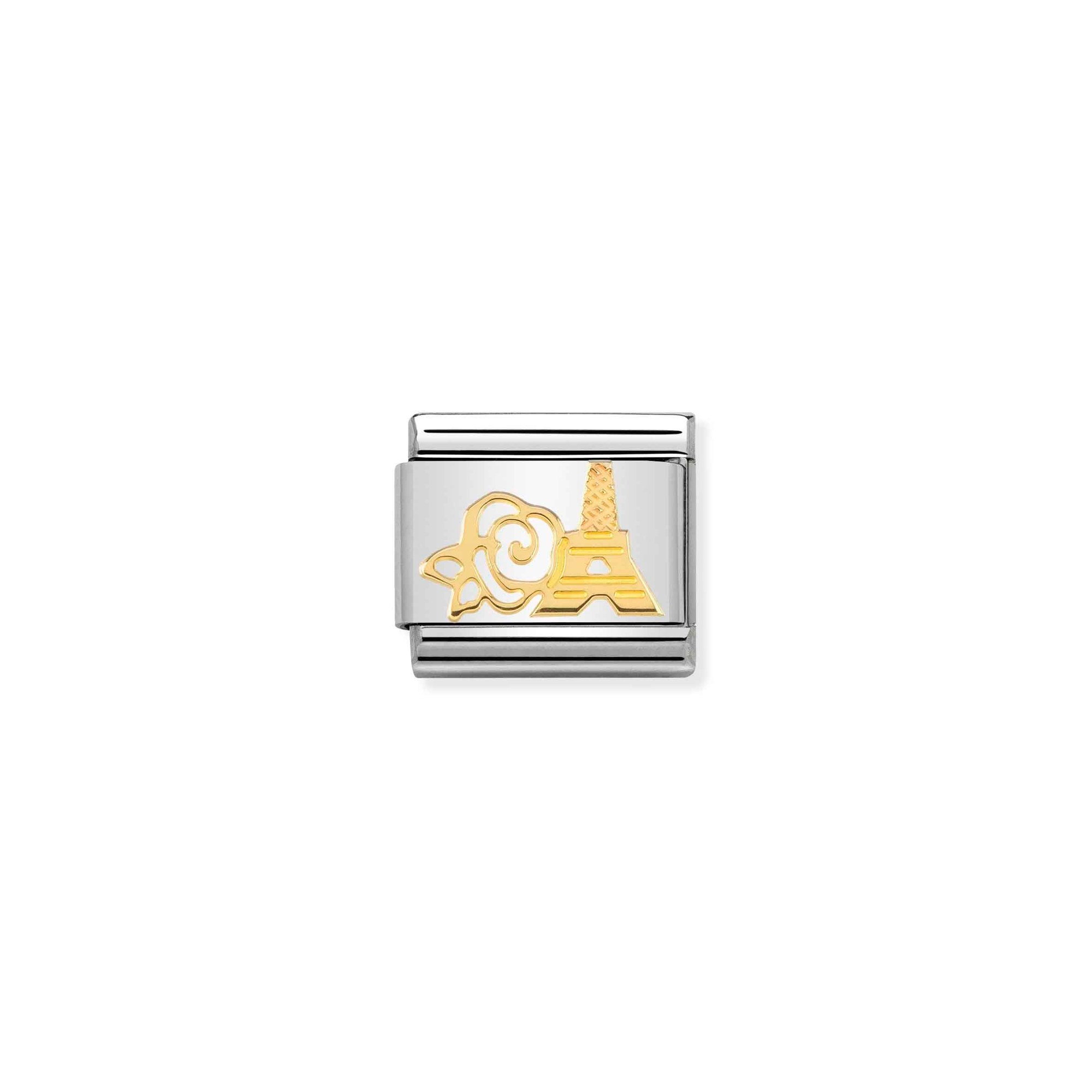 Nomination Composable Classic Charm Rose und Eiffelturm - Edelstahl, Gold 750 Gelbgold