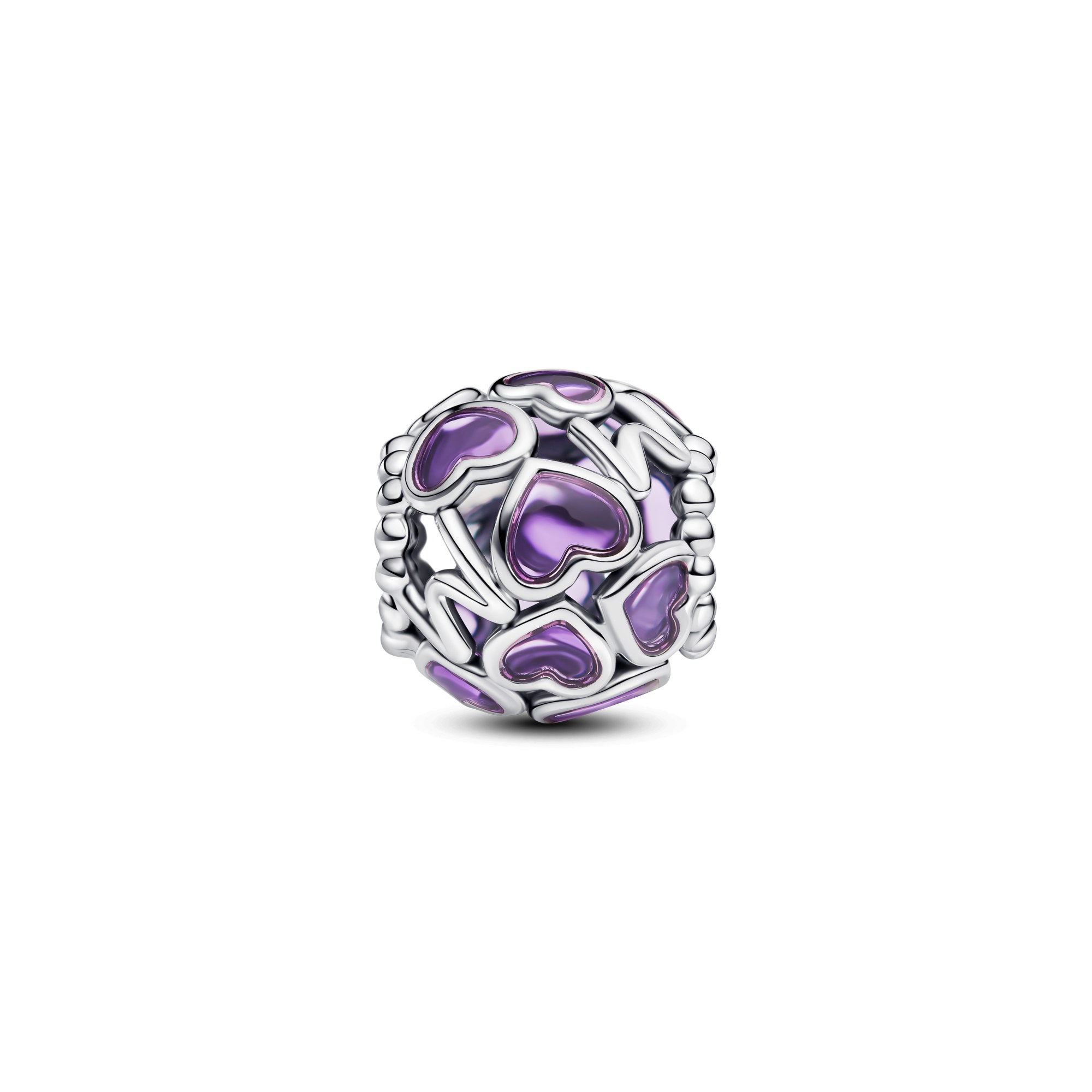 Pandora Charm - Durchbrochene Herzen Mom - Sterling Silber Emaille Purple – Ansicht 3