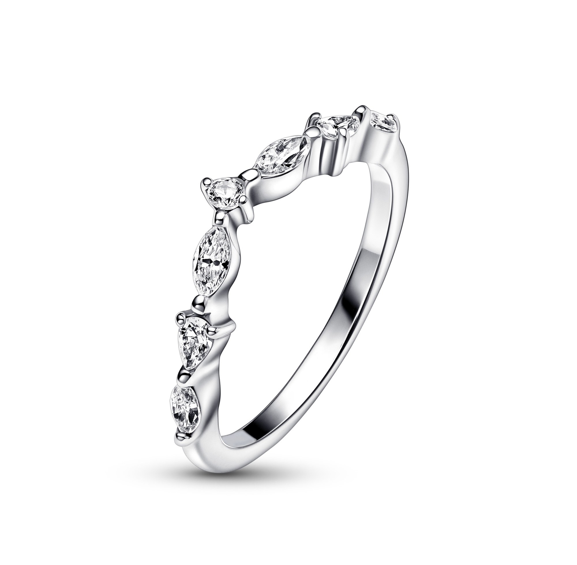 Pandora Wishbone funkelnde Schliffe Ring - Sterling Silber - Zirkonia - Klar Ansicht 3 – Ansicht 3