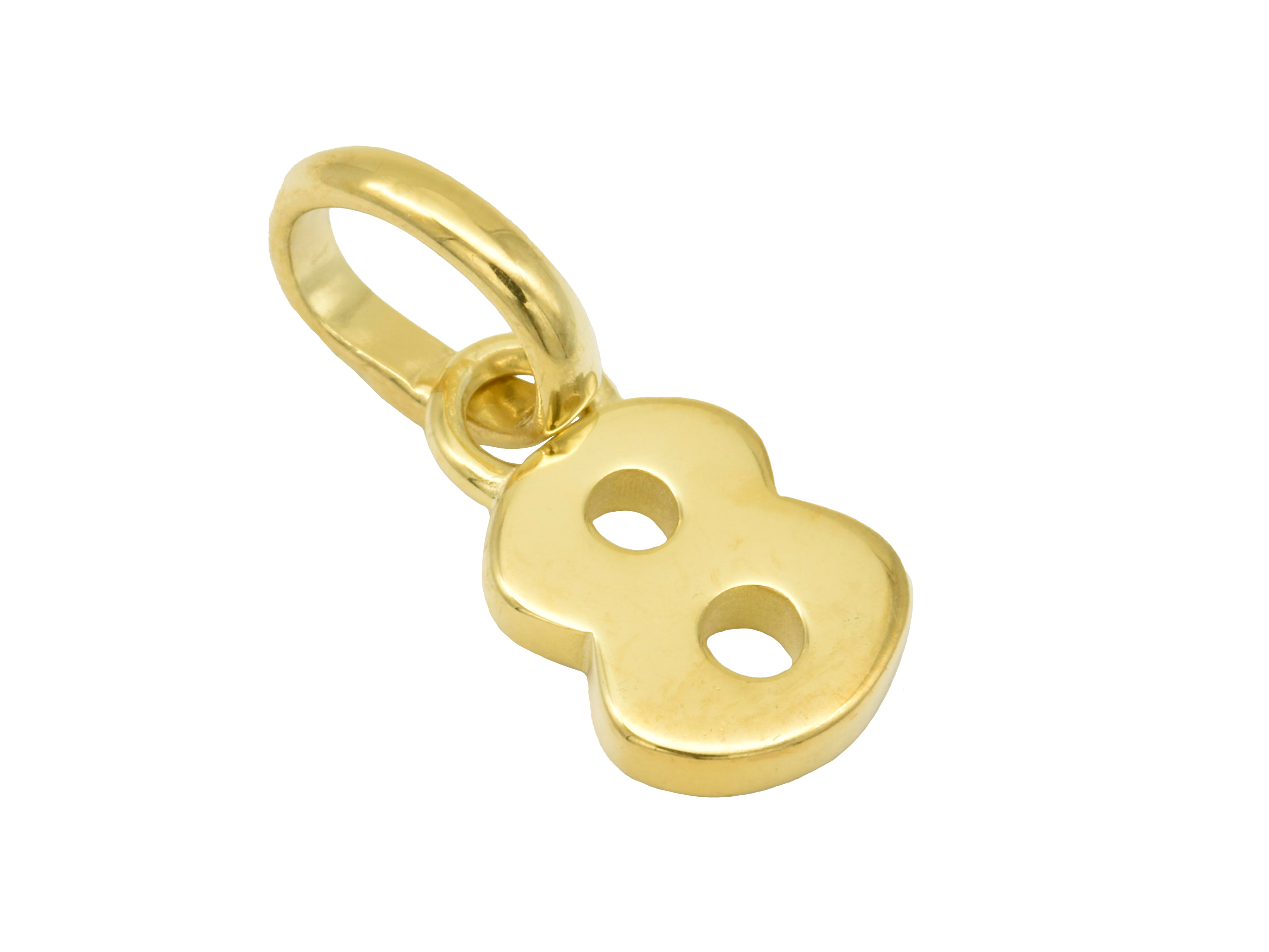 Gold Anhänger in Form der Zahl 8 aus poliertem Gelbgold, ideal für Glückszahlen, stammt vom Hersteller Juwelier Harnisch, perfekt geeignet als charmantes Schmuckstück.
