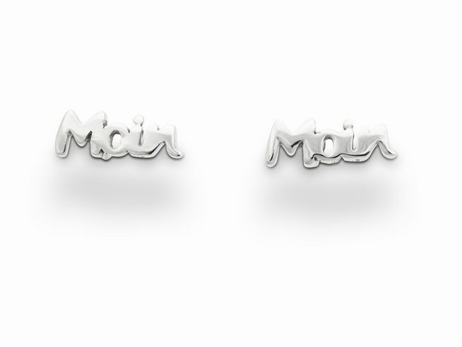 DUR Schmuck O5071 Sterling Silber Ohrringe Ohrstecker Moin in geschwungener Schrift, elegant und modern, ideal für den täglichen Gebrauch oder besondere Anlässe.