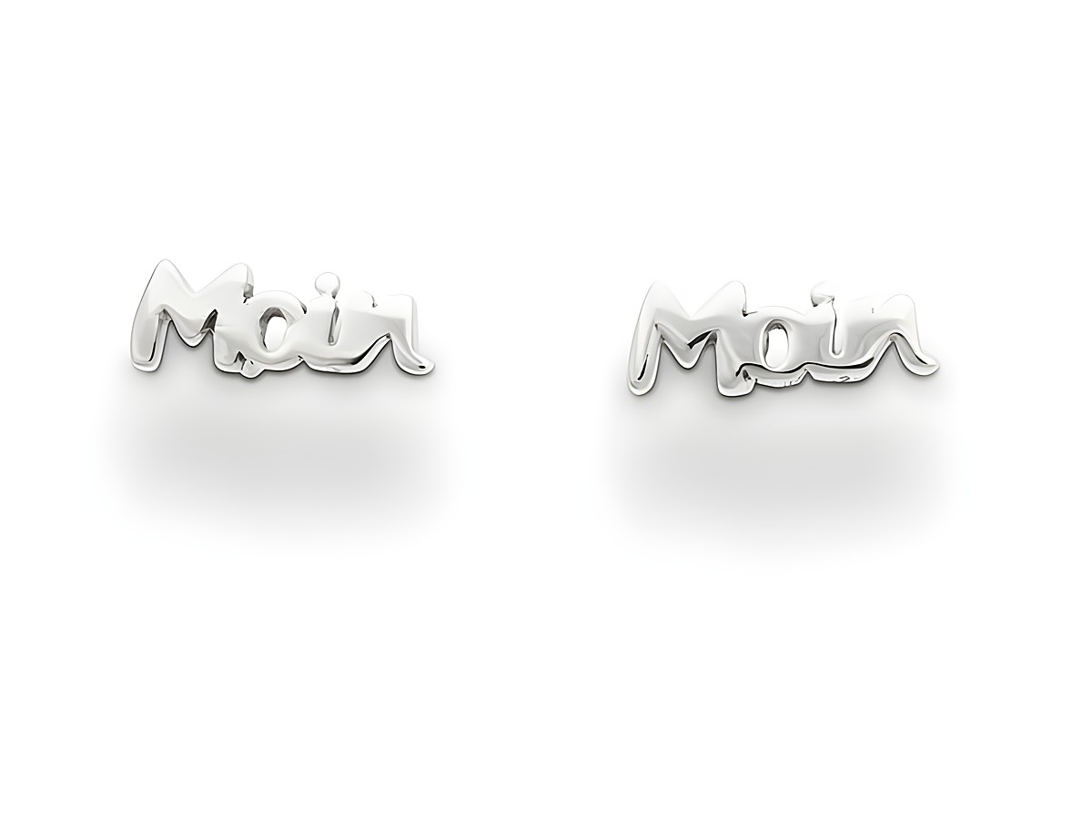 DUR Schmuck O5071 Sterling Silber Ohrringe Ohrstecker Moin in geschwungener Schrift, elegant und modern, ideal für den täglichen Gebrauch oder besondere Anlässe.