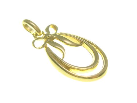 Gold Anhänger mit Schleife, poliert, Hersteller Juwelier Harnisch, elegantes Design, ideal zum Tragen an Ketten oder Armbändern, verleiht jedem Outfit einen besonderen Akzent.