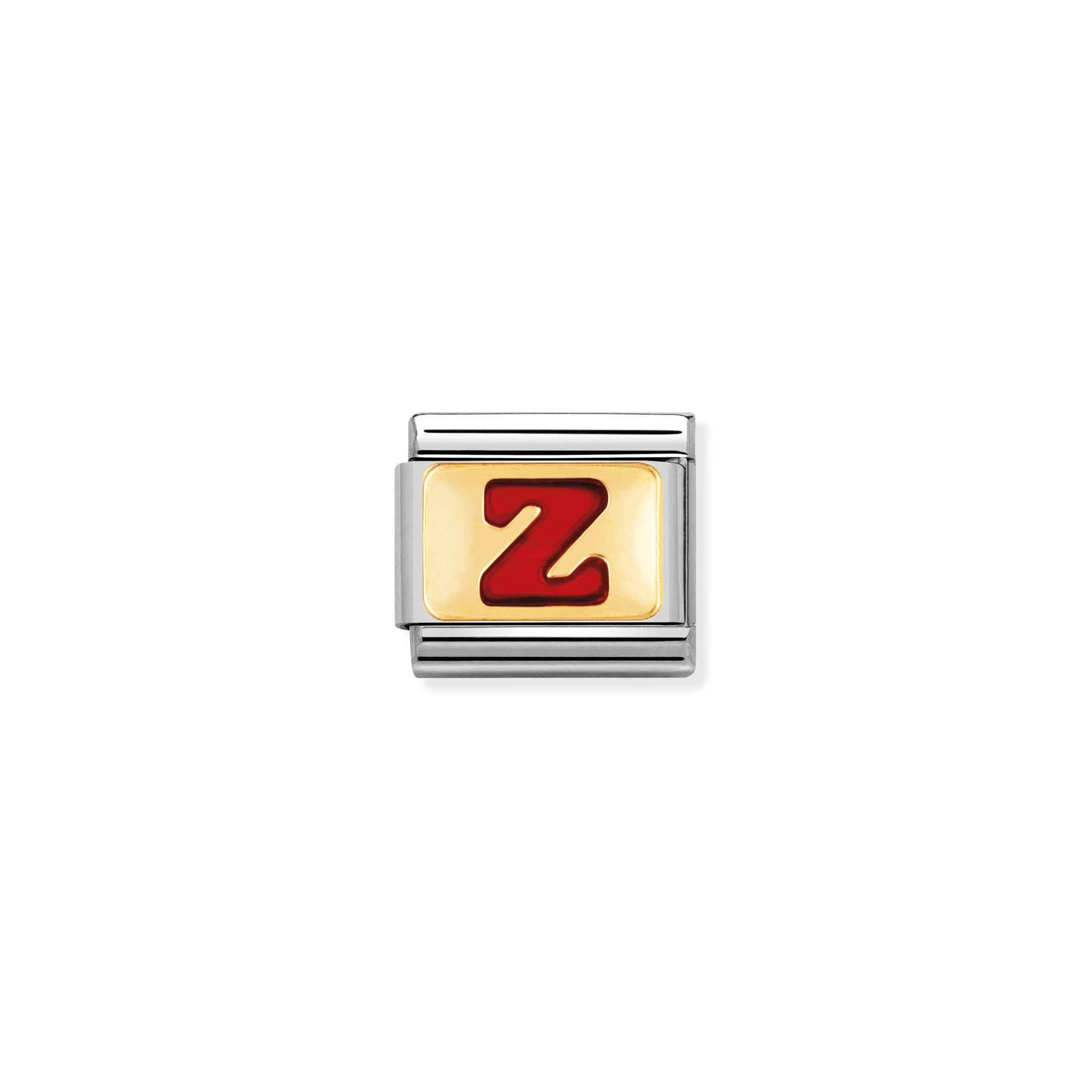 Nomination Composable Classic Charm Buchstabe Z rot - Edelstahl, Gold 750 Gelbgold, Emaille