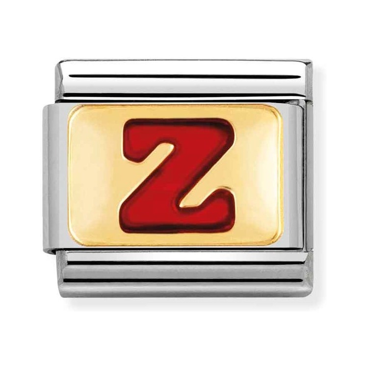 Nomination Composable Classic Charm Buchstabe Z rot - Edelstahl, Gold 750 Gelbgold, Emaille