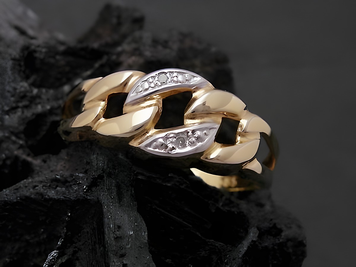 Gold Ring nobel Gold 585 bicolor mit Diamanten von Juwelier Harnisch in Größe 51, bis Größe 52/17, im eleganten Design gefertigt, ideal für besondere Anlässe.