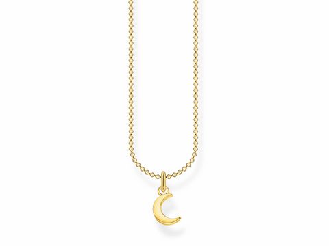 Kette mit Anhänger in Mondform aus Silber und Gelbgold, ein elegantes Schmuckstück der Thomas Sabo Charming Collection, Länge 38-40-42-45 cm.