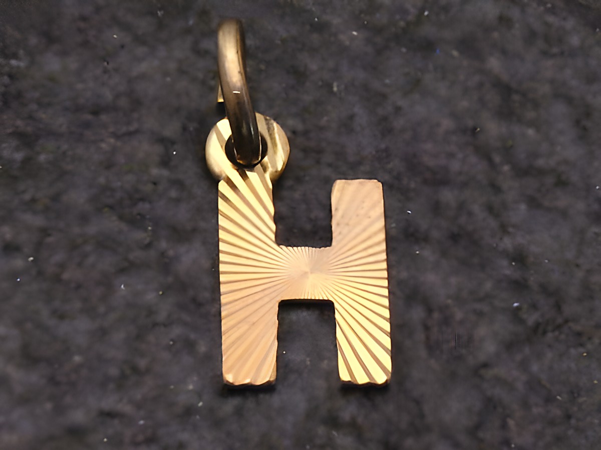 H Gold 333 Druck Buchstaben Anhänger schlicht mit dem Buchstaben H, hergestellt von Juwelier Harnisch, feine Struktur und edles Design. Ideal als persönliches Schmuckstück.