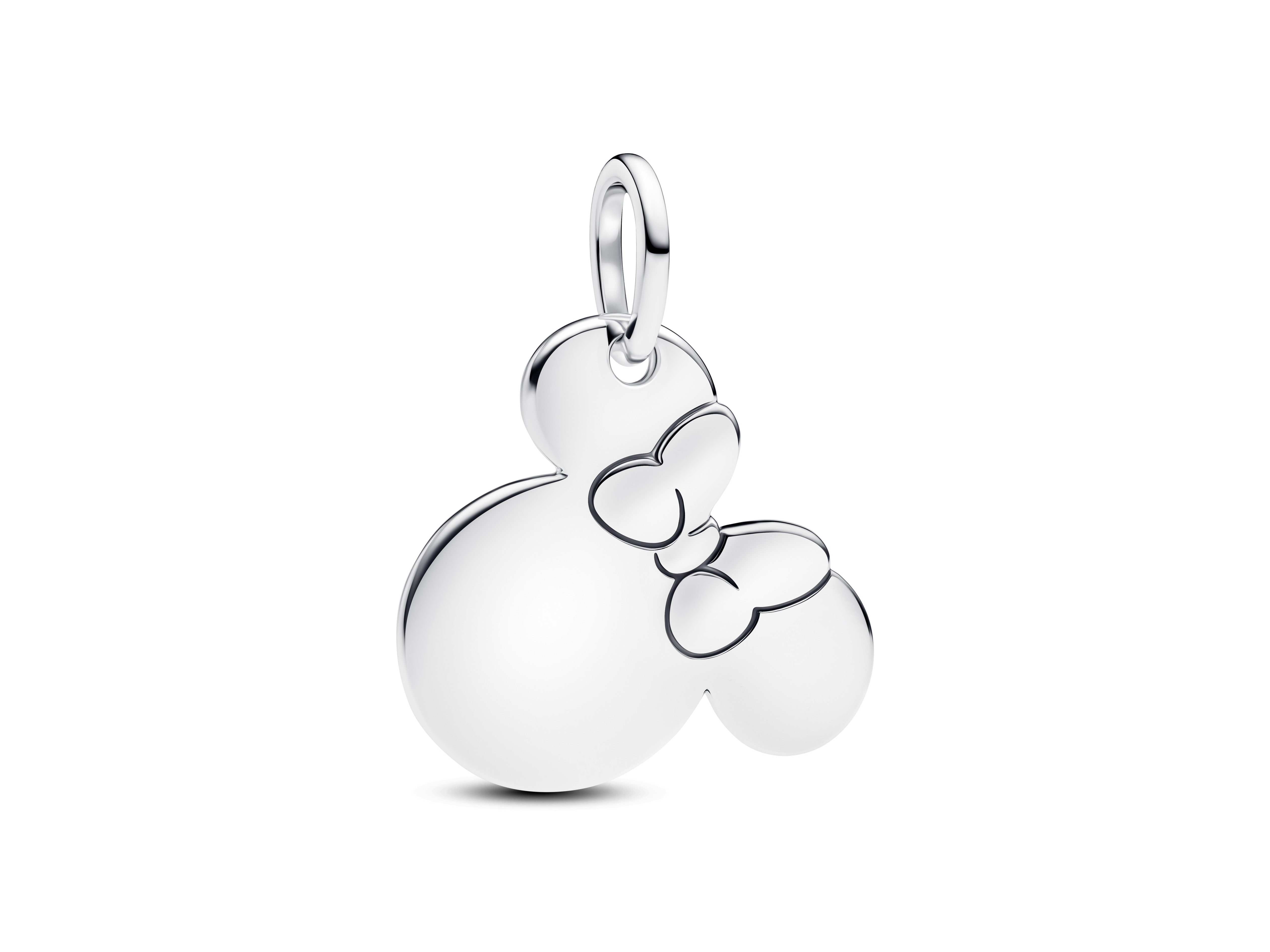 Pandora 793993C00 - Disney Minnie Maus Charm-Anhänger - Sterling Silber Charm-Anhänger von Pandora in Form der Disney Minnie Maus aus Sterling Silber mit charakteristischen Schleifen und einer glänzenden Oberfläche, ideal für Armbänder und persönliche Schmuckstücke.