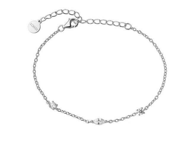 Xenox Sterling Silber Armband XS2366 in der SPLASH-Kareekette mit feinen Details, verstellbar von 15 bis 20 cm, elegantes Design, ideal für jeden Anlass.
