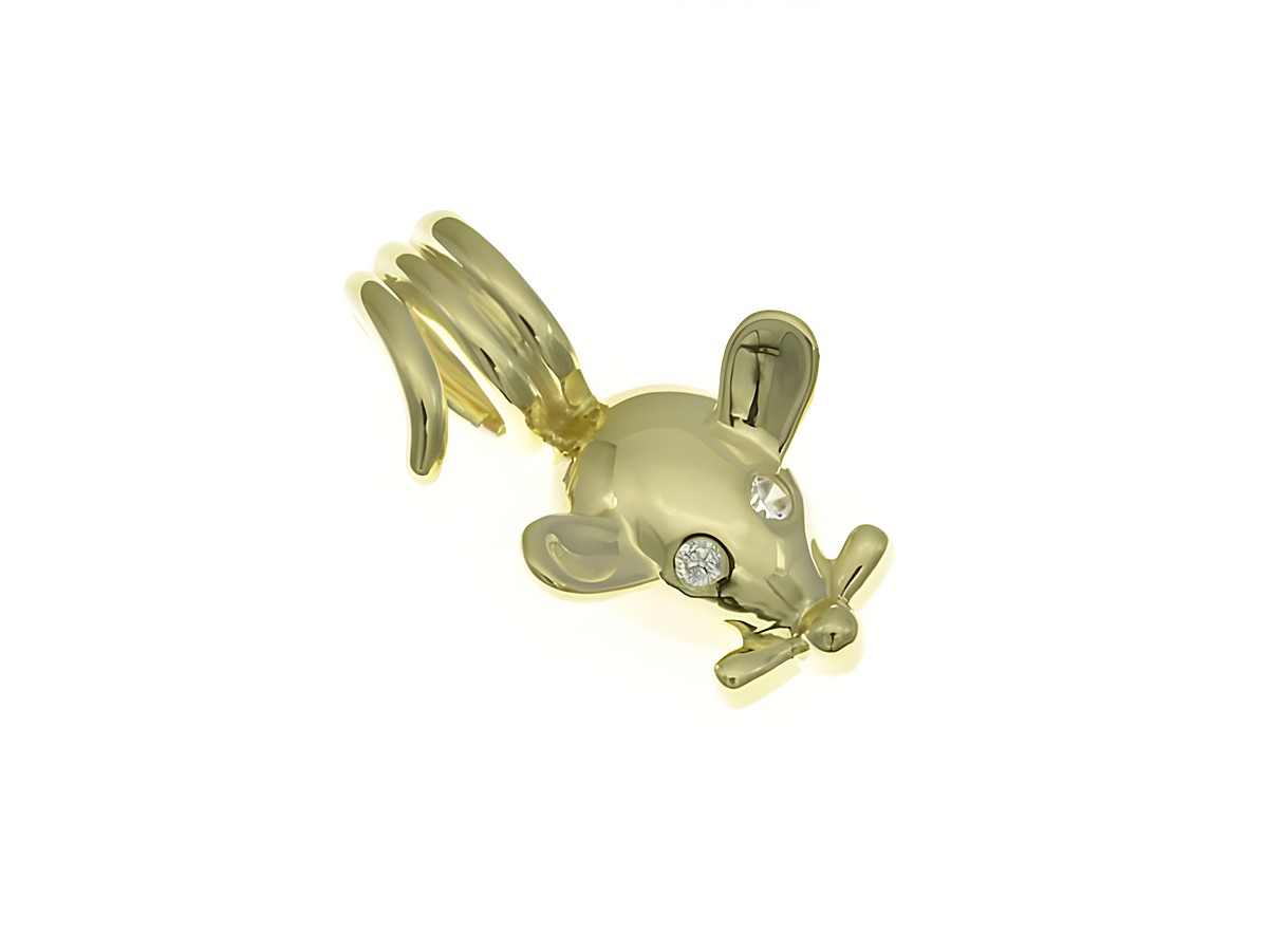 Maus Anhänger aus Gelbgold 333 mit Zirkonia, entworfen von Juwelier Harnisch, zeigt ein niedliches Mausdesign und eignet sich perfekt als Tieranhänger für Schmuckliebhaber.