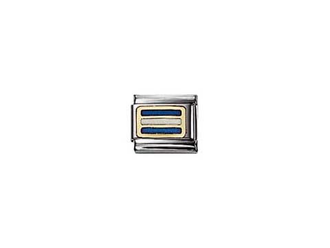 Ein elegantes Charm von Nomination im Nautischen Alphabet Design, aus Edelstahl mit blauen und goldenen Elementen, ideal für maritime Stilelemente.