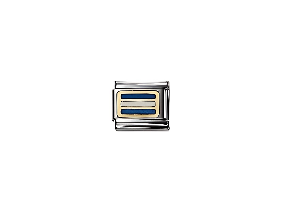 Ein elegantes Charm von Nomination im Nautischen Alphabet Design, aus Edelstahl mit blauen und goldenen Elementen, ideal für maritime Stilelemente.