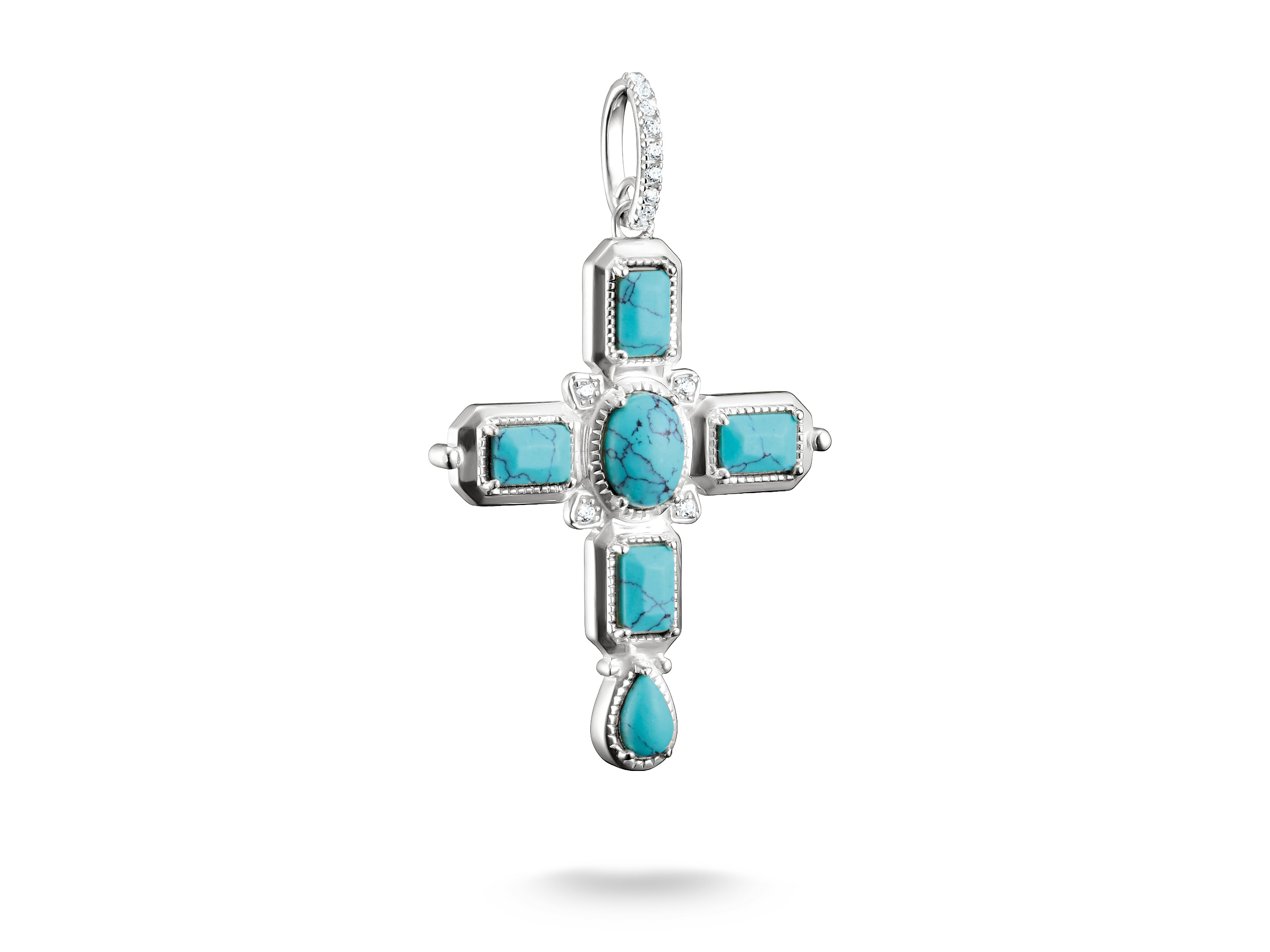 Thomas Sabo PE987-405-17 ELYNDRA Kreuz  Anhänger - Sterling Silber & imit. Türkis & Zirkonia - Türkis