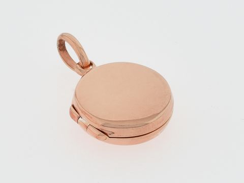 Rundes Silber Medaillon in rosé vergoldet, dezent und elegant, Hersteller: Juwelier Harnisch, ideal für persönliche Erinnerungen oder als Schmuckstück.