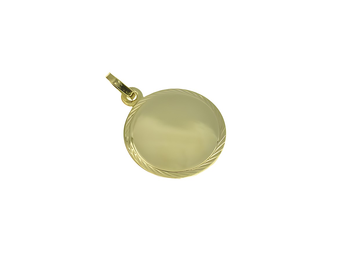 Gravurplatte 15 mm aus Gold 333 als Anhänger mit Diamantschliff, gefertigt vom Juwelier Harnisch, ideal für individuelle Gravuren und persönliche Schmuckstücke.