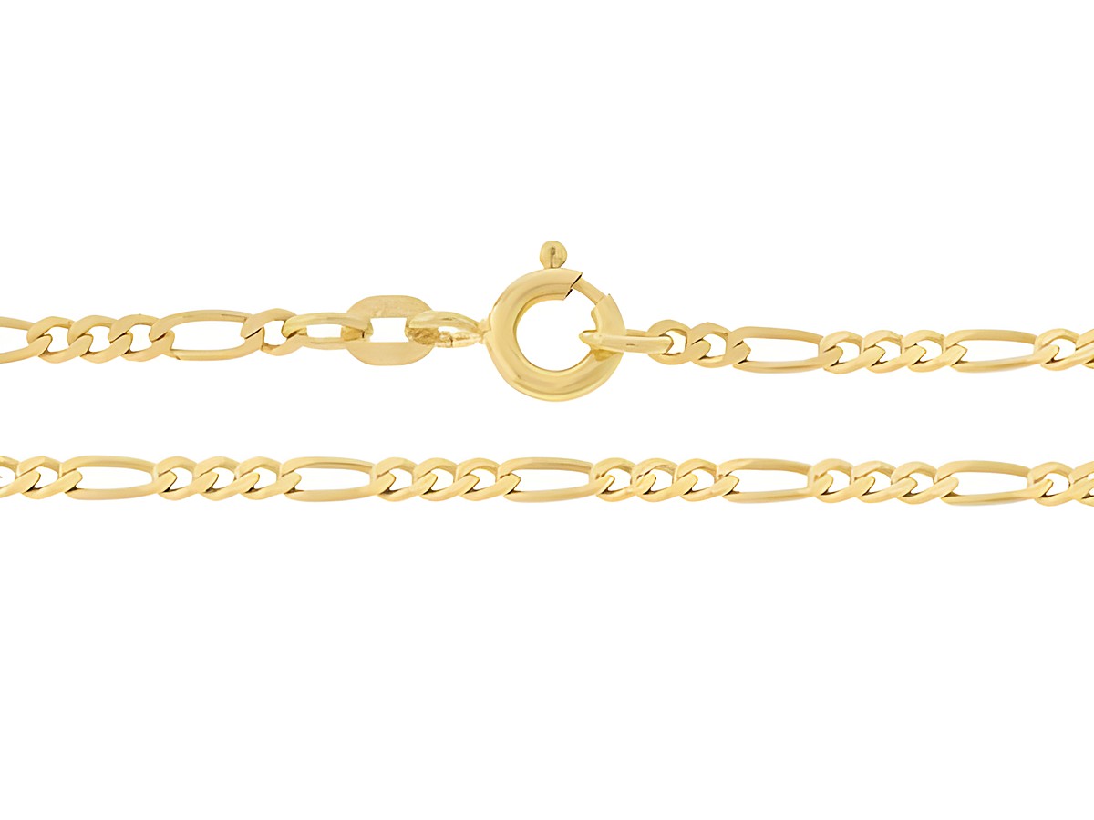 Figarokette 585 Gold mit einer Länge von 40 cm und einer Breite von 2,2 x 0,7 mm, ausgestattet mit einem sicheren Federringverschluss, Hersteller Juwelier Harnisch.