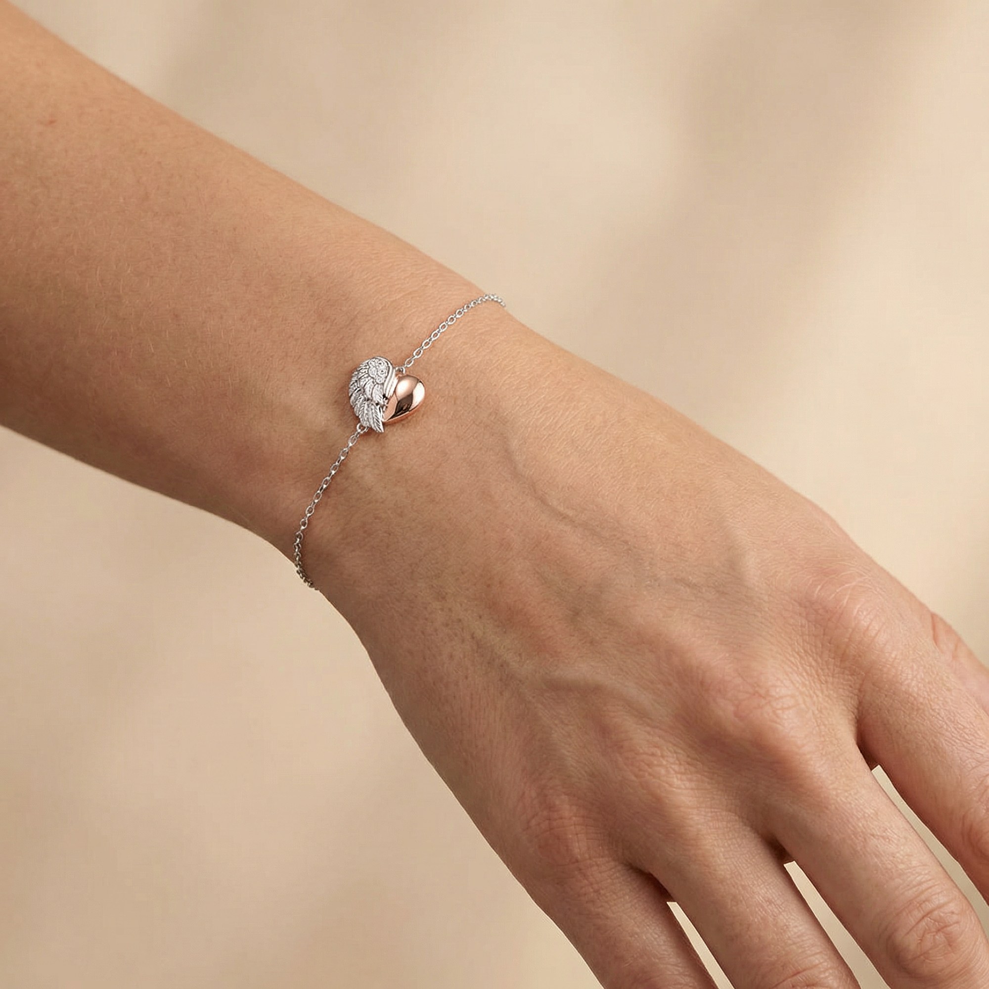 Engelsrufer LILHEARTWING Armband Herzflügel Bicolor mit Zirkonia - Silber rhodiniert 17 cm – Ansicht 3