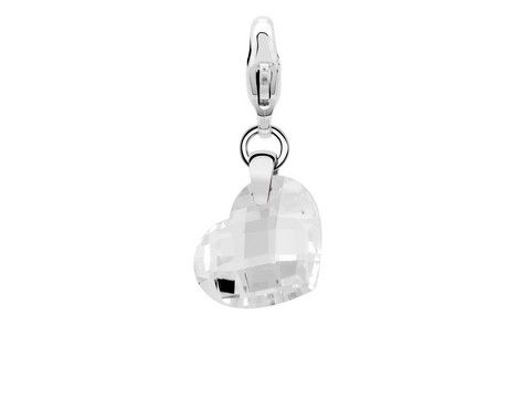 Herz Ti Sento Silber Charms Sweet Heart White 8084ZI von Ti Sento, glitzernder Herzanhänger aus transparentem Material, ideal für eine elegante Schmuckkollektion.