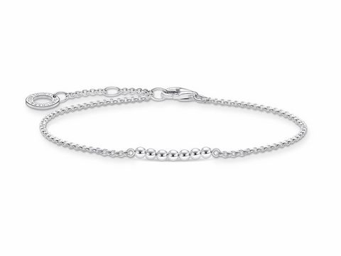 Elegantes Thomas Sabo Charming Collection Armband aus Silber mit einer feinen Kette und runden Elementen, verstellbar von 16 bis 19 cm, ideal für einen zeitlosen Schmucklook.