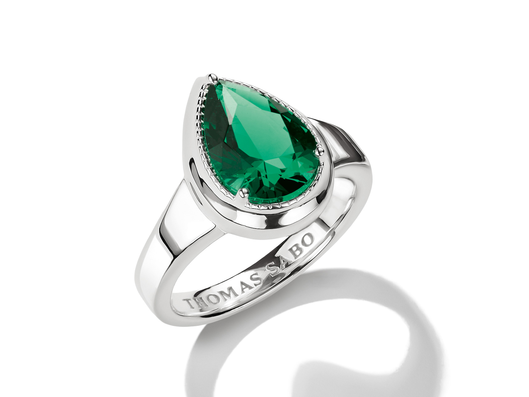 Thomas Sabo TR2522-699-6-50 ELYNDRA Ring - Silber & Keramik Stein - Grün - Gr. 50
