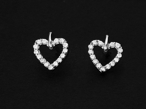 Silber Ohrringe Durchlauf Herz Ohrstecker rhodiniert mit funkelnden Zirkonia von Juwelier Harnisch, ideal für einen eleganten Look.
