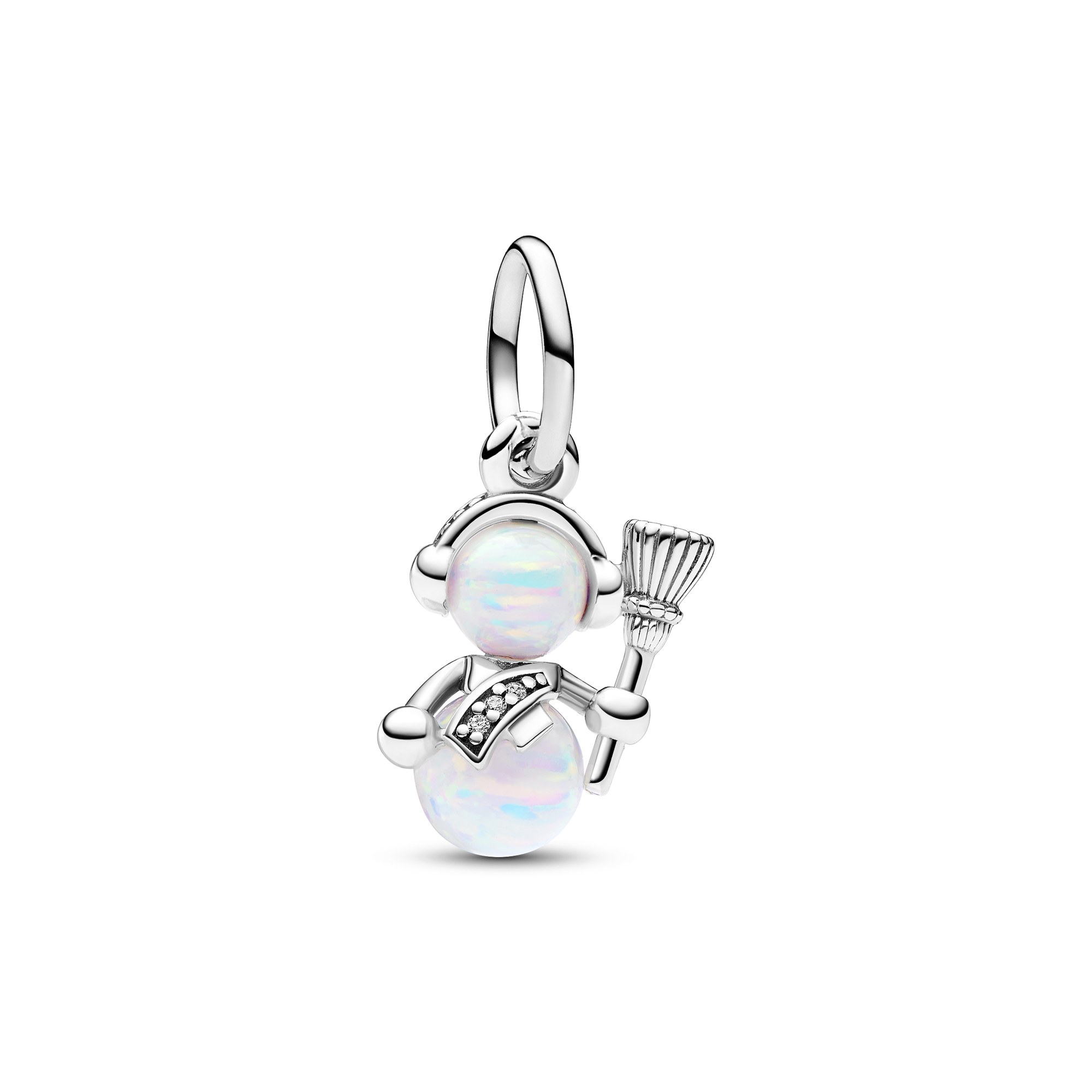Pandora Schillernder Schneemann Charm-Anhänger - Sterling Silber - Steinmix Weiß