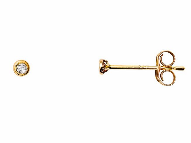 Gelbgold 585 Ohrstecker von Xenox, poliert, mit Zirkonia, elegant und zeitlos, perfekt für jeden Anlass, schlichte Eleganz für ein stilvolles Erscheinungsbild.