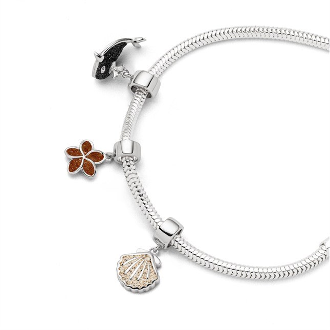 DUR Charm Plumeria Blüte Bernsteinsand - Sterling Silber - Bernstein – Ansicht 2