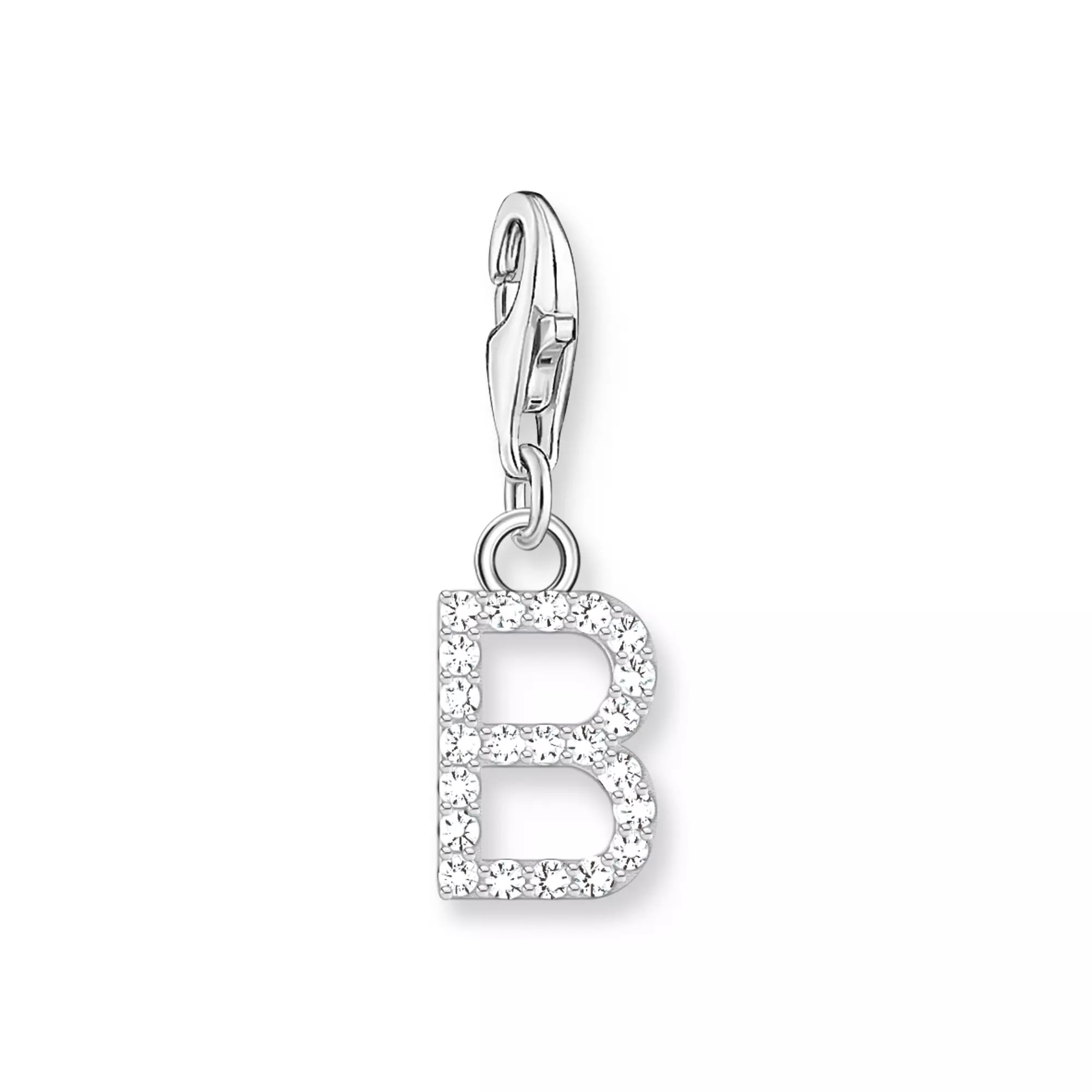 Thomas Sabo Charm-Anhänger - funkelnder Buchstabe B - Silber & Zirkonia - Weiß